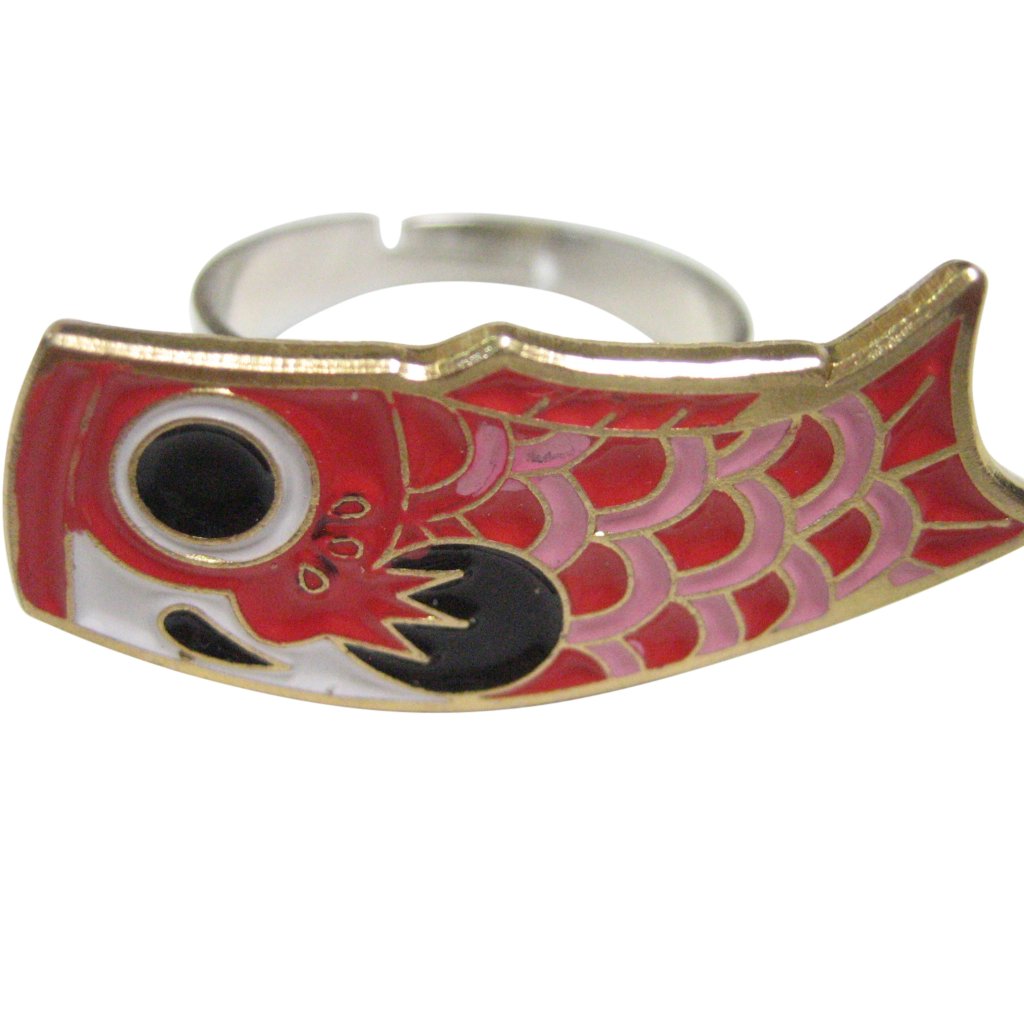 Red Toned Festival Koi Flag Koinobori Adjustable Size Fashion Ring